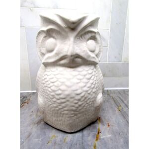 Large White OWL Pitcher Vintage Mid Century USA 370 Art Pottery 8.5" Cottage